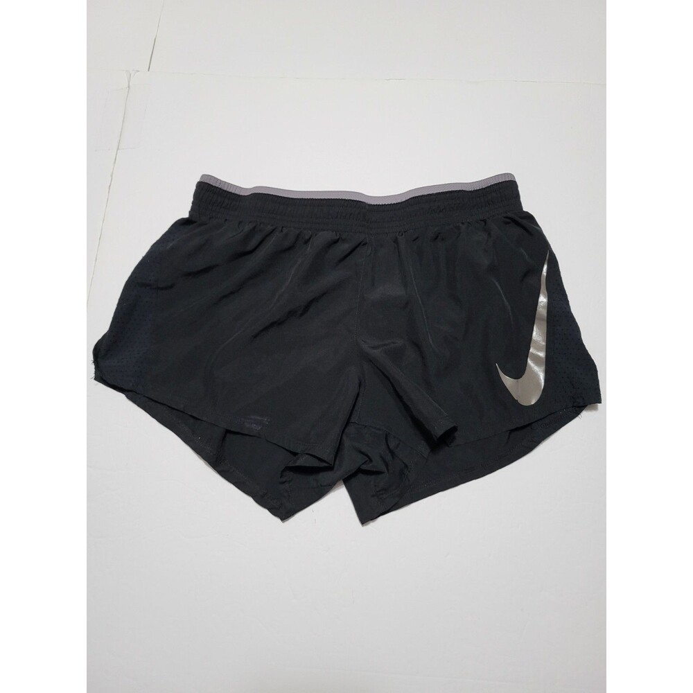 Nike Womens M Running Shorts Black Dri Fit 3 Inseam Lined 100% Polyester Gym